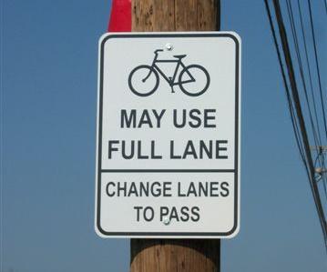 bicycles may use full lane